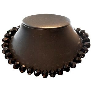 Glass faceted black necklace vintage